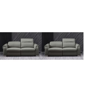 1er paiement de la commande: Canapé 2 places avec 2 relax électriques en cuir italien buffle toprelax, gris foncé, 6X SANS FRAIS