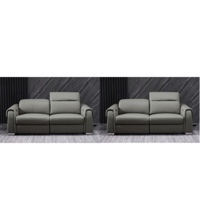 1er paiement de la commande: Canapé 2 places avec 2 relax électriques en cuir italien buffle toprelax, gris foncé, 6X SANS FRAIS