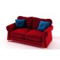Canapé 2 places convertible en tissu de qualité TOMY, rouge Canapé 2 places convertible en tissu de qualité TOMY, rouge