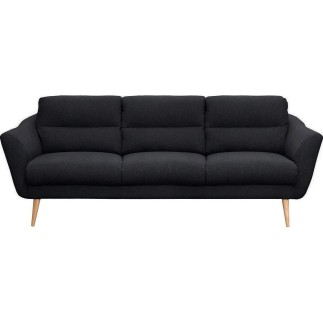 Canapé en tissu luxe 3 places, TRENDY noir (gris très sombre)