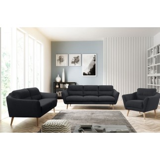 Canapé en tissu luxe 2 places, TRENDY noir (gris très sombre)