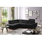 Canapé d'angle en velours luxe 5 places LUGO noir, angle gauche Canapé d'angle en velours luxe 5 places LUGO noir, angle gauche