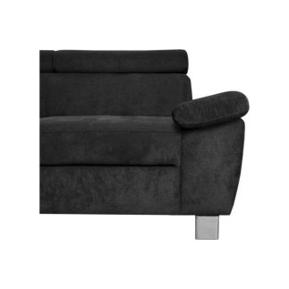 Canapé d'angle en velours luxe 5 places LUGO noir, angle gauche