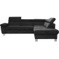 Canapé d'angle en velours luxe 5 places LUGO noir, angle droit Canapé d'angle en velours luxe 5 places LUGO noir, angle droit