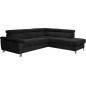 Canapé d'angle en velours luxe 5 places LUGO noir, angle droit Canapé d'angle en velours luxe 5 places LUGO noir, angle droit