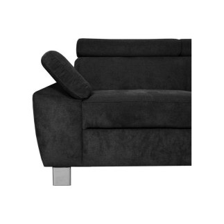Canapé d'angle en velours luxe 5 places LUGO noir, angle droit