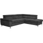 Canapé d'angle en velours luxe 5 places LUGO gris foncé, angle droit Canapé d'angle en velours luxe 5 places LUGO gris foncé, angle droit