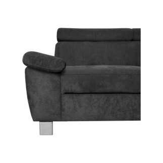 Canapé d'angle en velours luxe 5 places LUGO gris foncé, angle droit