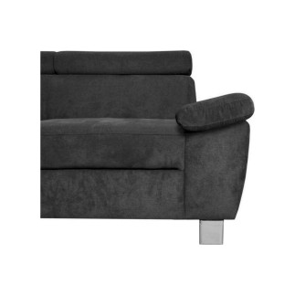 Canapé d'angle en velours luxe 5 places LUGO gris foncé, angle gauche