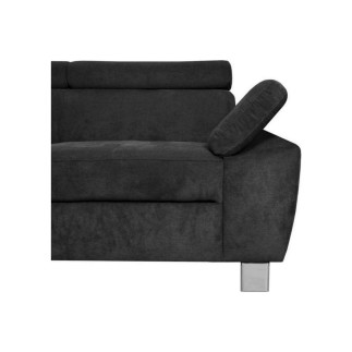 Canapé d'angle en velours luxe 5 places LUGO gris foncé, angle gauche