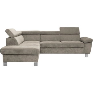 Canapé d'angle en velours luxe 5 places LUGO beige, angle gauche