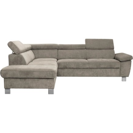 Canapé d'angle en velours luxe 5 places LUGO beige, angle gauche