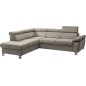 Canapé d'angle en velours luxe 5 places LUGO beige, angle gauche Canapé d'angle en velours luxe 5 places LUGO beige, angle gauche