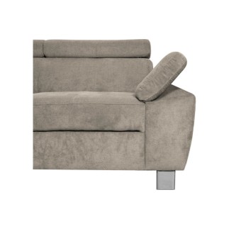 Canapé d'angle en velours luxe 5 places LUGO beige, angle gauche