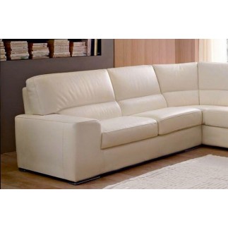 Canapé d'angle BARSANO en cuir haut de gamme italien vachette. Cuir Prestige luxe. Ecru. Angle Gauche vu de face, 4/5 places
