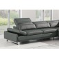 Canapé d'angle en cuir italien 6/7 places IZEN, couleur gris foncé, angle droit, version LUXE