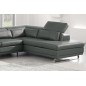 Canapé d'angle en cuir italien 6/7 places IZEN, couleur gris foncé, angle droit, version LUXE