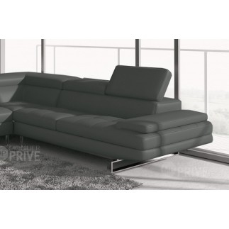 Canapé d'angle BEAUTY en cuir haut de gamme italien vachette Vénésetti Cuir Prestige luxe Gris foncé, angle gauche - Vénésetti