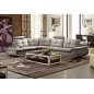 - Canapé d'angle en cuir buffle italien de luxe 6/7 places BELLALIGNA, gris clair pastel, angle gauche
