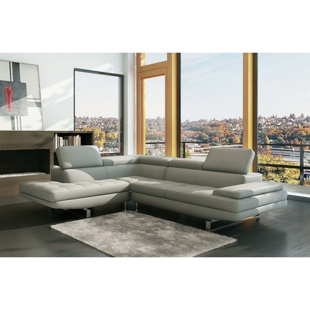 Canapé d'angle BEAUTY en cuir haut de gamme italien vachette Vénésetti Cuir Prestige luxe Gris clair, angle gauche - Vénésetti, Canapé d'angle BEAUTY en cuir haut de gamme italien vachette Vénésetti Cuir Prestige luxe Gris clair, angle gauche - Vénésetti,