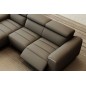 Canapé d'angle fonction relax en cuir italien 5 places SERENITY, gris foncé, angle gauche