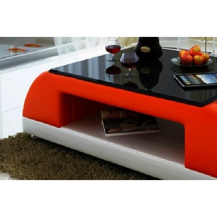 Table basse design VALINA, rouge et blanc