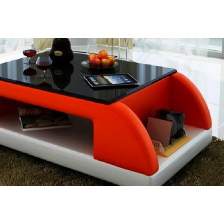 Table basse design VALINA, rouge et blanc