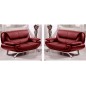 Ensemble de 2 canapés 2 places en cuir italien JONAH, couleur bordeaux