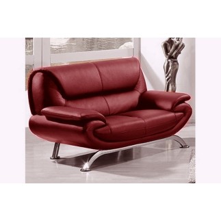 Ensemble de 2 canapés 2 places en cuir italien JONAH, couleur bordeaux
