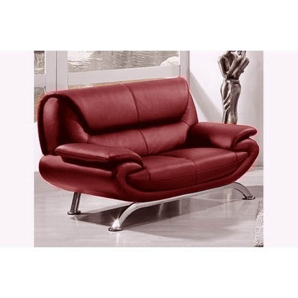 Ensemble de 2 canapés 2 places en cuir italien JONAH, couleur bordeaux