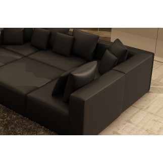 Canapé modulable COMBINO CUIR PRESTIGE LUXE, NOIR