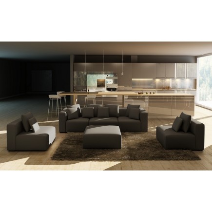 Canapé modulable COMBINO CUIR PRESTIGE LUXE, NOIR, 8 places