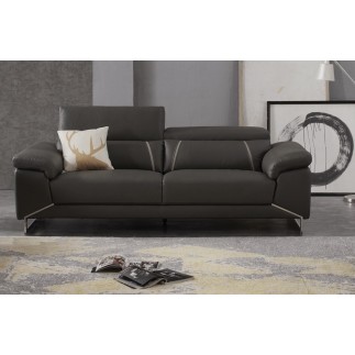 Ensemble Ensemble canapé 3 places et 2 places en cuir Prestige italien buffle GRANTI, couleur noir et liseré blanc