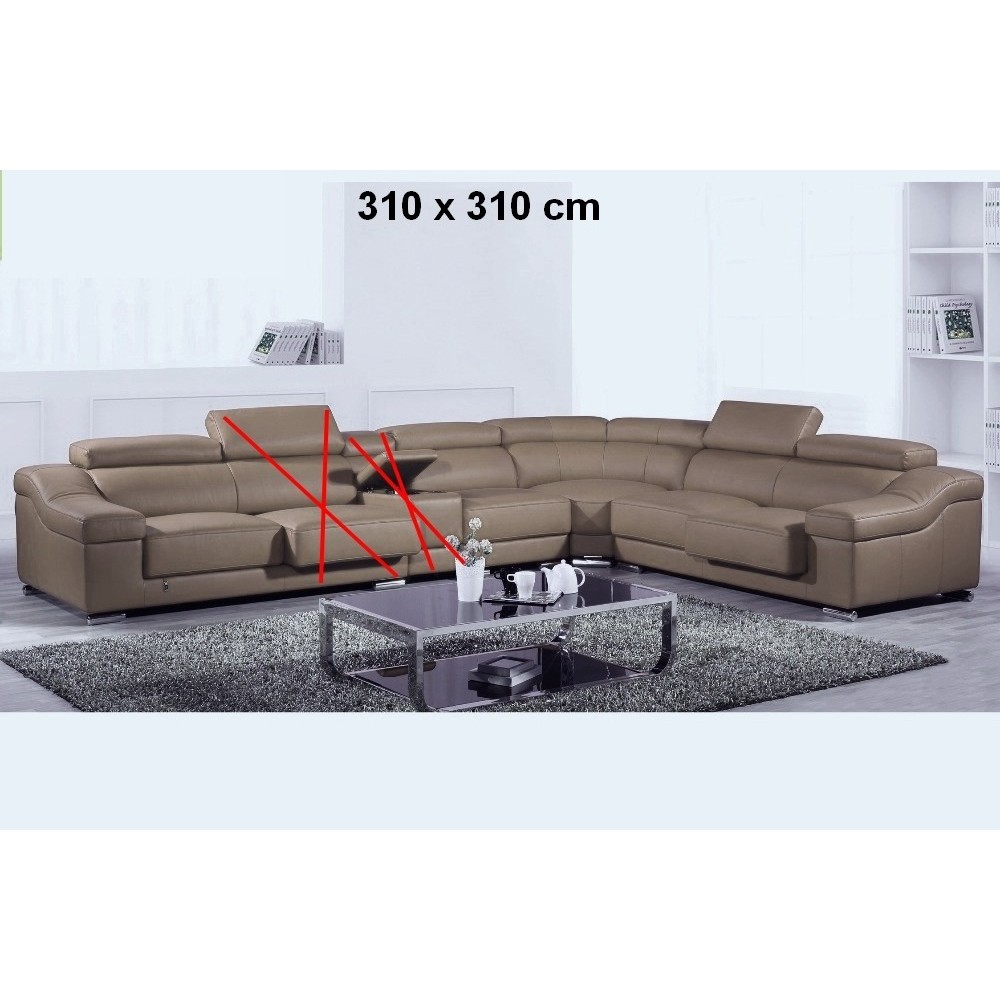 Canapé d'angle en cuir buffle italien de luxe Londres couleur moka, personnalisé sur mesure, sans bar et une assise en moins, 31 Canapé d'angle en cuir buffle italien de luxe Londres couleur moka, personnalisé sur mesure, sans bar et une assise en moins, 31
