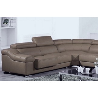Canapé d'angle en cuir buffle italien de luxe Londres couleur moka, personnalisé sur mesure, sans bar et une assise en moins, 31