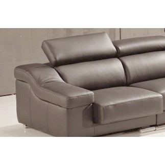Canapé d'angle en cuir buffle italien de luxe Londres couleur moka, personnalisé sur mesure, sans bar et une assise en moins, 31