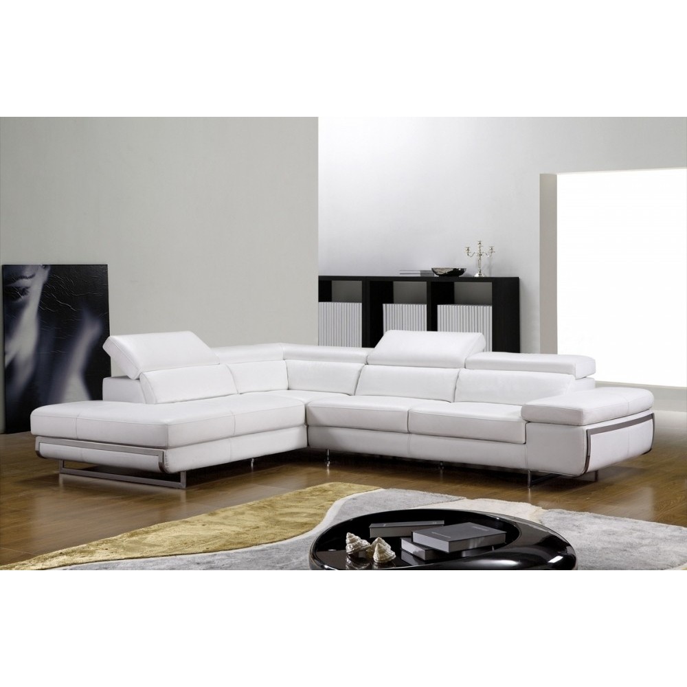Canapé d'angle en cuir italien 5/6 places GUCI, blanc, angle gauche Canapé d'angle en cuir italien 5/6 places GUCI, blanc, angle gauche