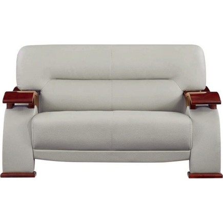 Ensemble composé d'un canapé 2 places et d'un fauteuil en cuir luxe haut de gamme, TENTATION. Gris clair