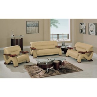 Ensemble composé d'un canapé 2 places et d'un fauteuil en cuir luxe haut de gamme, TENTATION. Gris clair