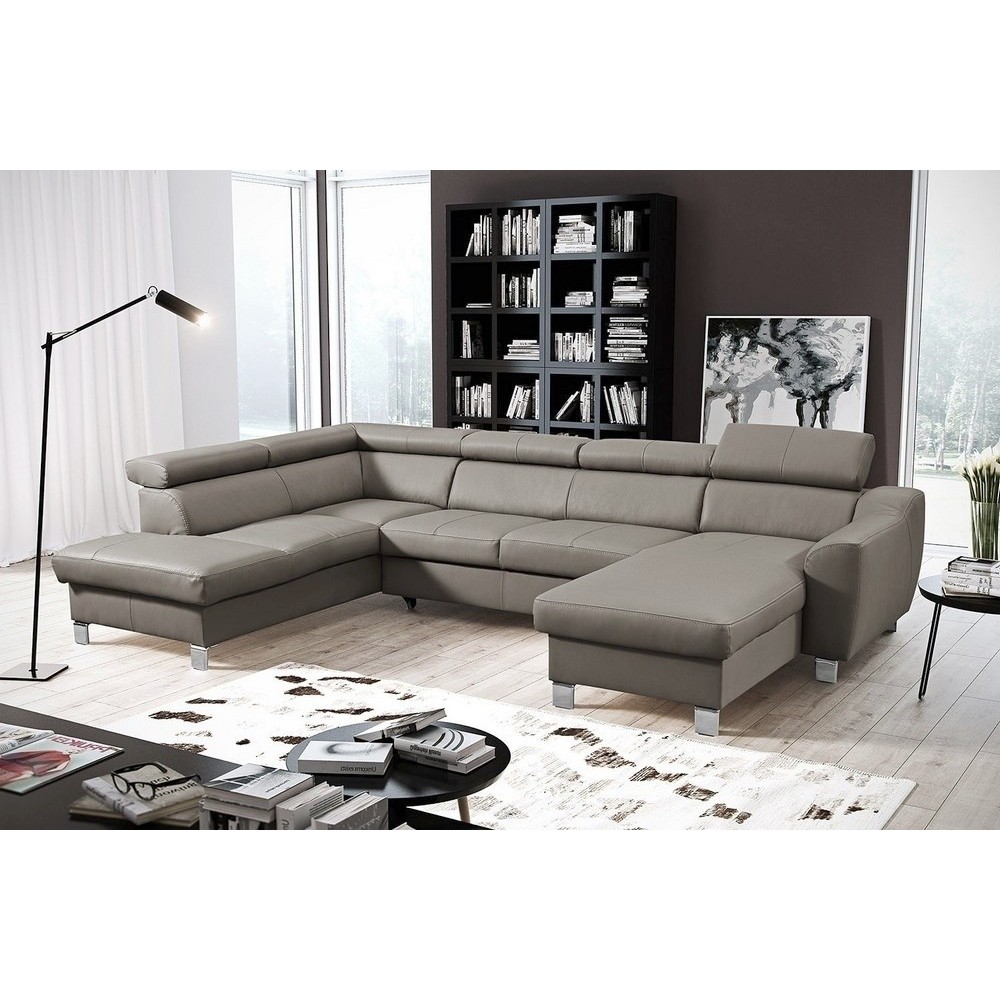 2eme paiement de la commande: Canapé d'angle en cuir italien de luxe 7/8 places ASTONIA, couleur gris clair, angle gauche, 6x sa 2eme paiement de la commande: Canapé d'angle en cuir italien de luxe 7/8 places ASTONIA, couleur gris clair, angle gauche, 6x sa