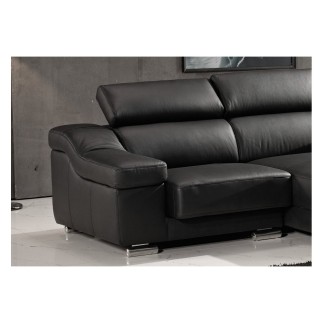 Canapé d'angle en cuir buffle italien de luxe ZENDO, noir, angle droit