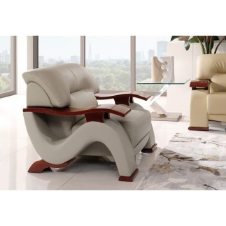 Fauteuil 1 place en cuir luxe haut de gamme, TENTATION. Gris clair
