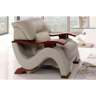 Fauteuil 1 place en cuir luxe haut de gamme, TENTATION. Gris clair
