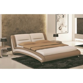 Lit en cuir italien de luxe DINO, blanc / beige, 160x200