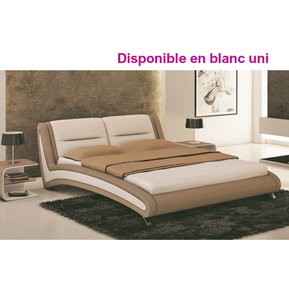 Lit en cuir italien de luxe DINO, blanc / blanc, uni, (disponible en blanc uni), 160x200 Lit en cuir italien de luxe DINO, blanc / blanc, uni, (disponible en blanc uni), 160x200