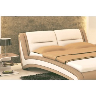 Lit en cuir italien de luxe DINO, blanc / blanc, uni, (disponible en blanc uni), 160x200