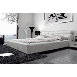 Lit en cuir italien de luxe REVA, 140x190, blanc