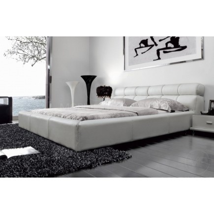 Lit en cuir italien de luxe REVA, 140x190, blanc