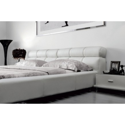 Lit en cuir italien de luxe REVA, 140x190, blanc