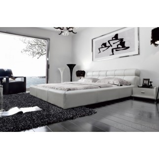 Lit en cuir italien de luxe REVA, 140x190, blanc